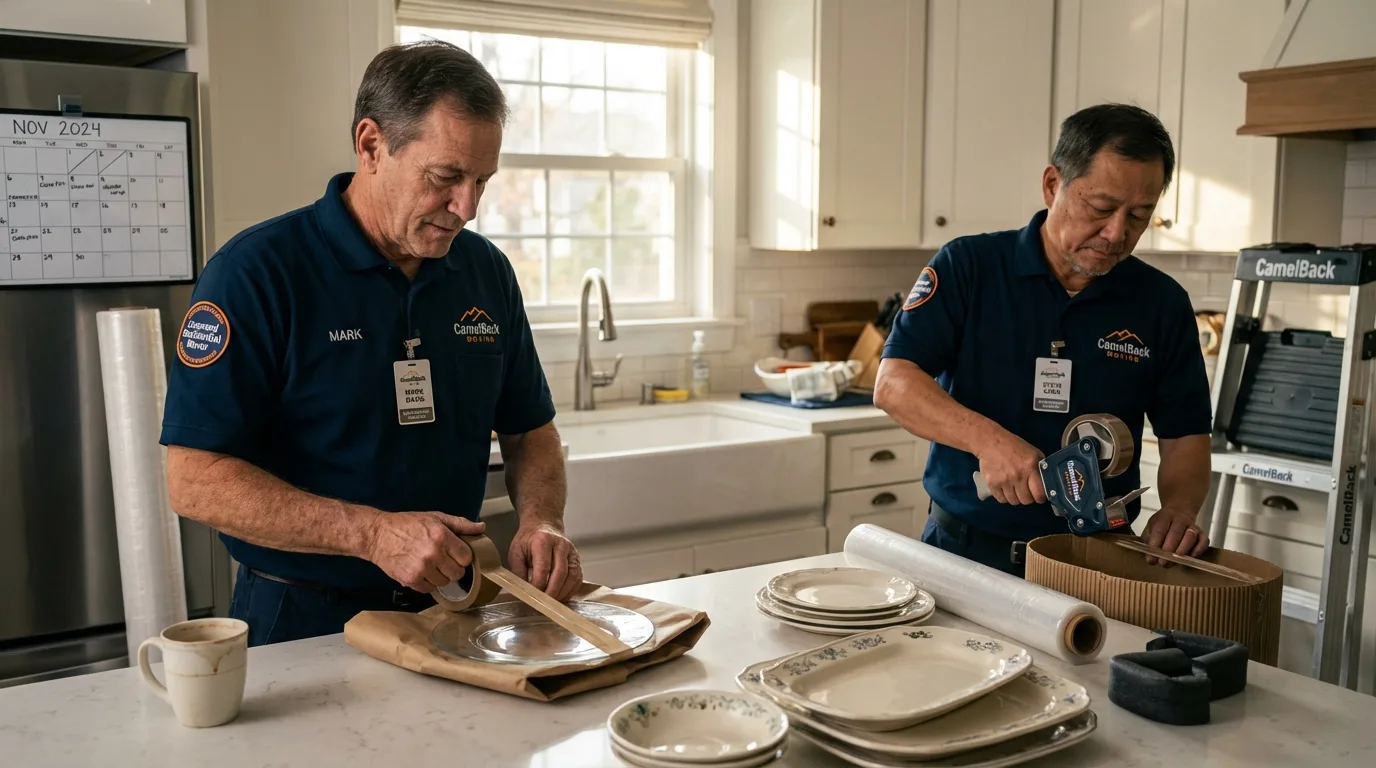 Professional crew packing kitchen dishware in Cedar Bluff, VA